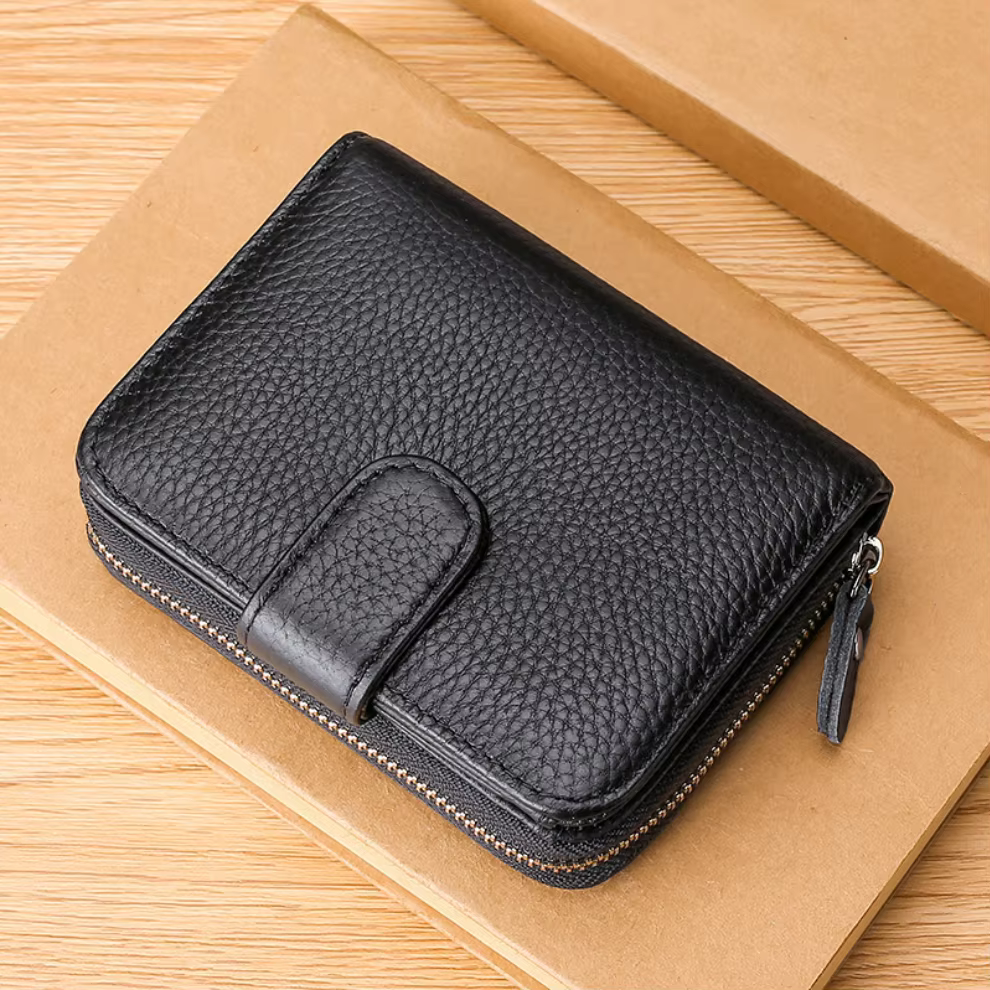 Portefeuille en cuir véritable hommes femmes multi-fonctionnel première couche peau de vache RFID po