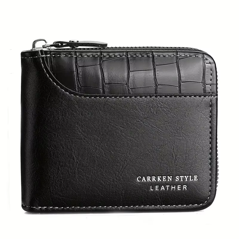 Portefeuille en cuir pour hommes, porte-monnaie de luxe, porte-cartes à fermeture éclair avec poche