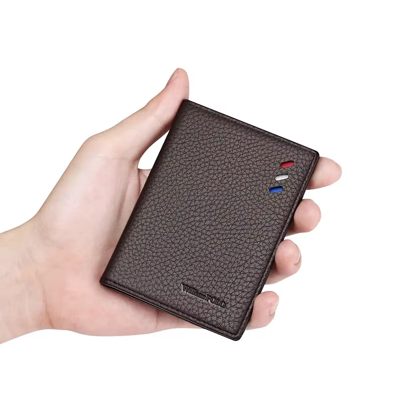 Marque affaires hommes portefeuille en cuir véritable gaufrage portefeuille banque carte de crédit p
