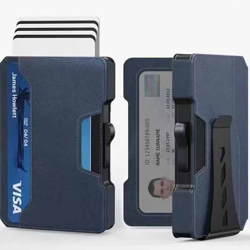 Portefeuille minimaliste pour hommes avec pince à billets, étui pour cartes pop-up en aluminium et f