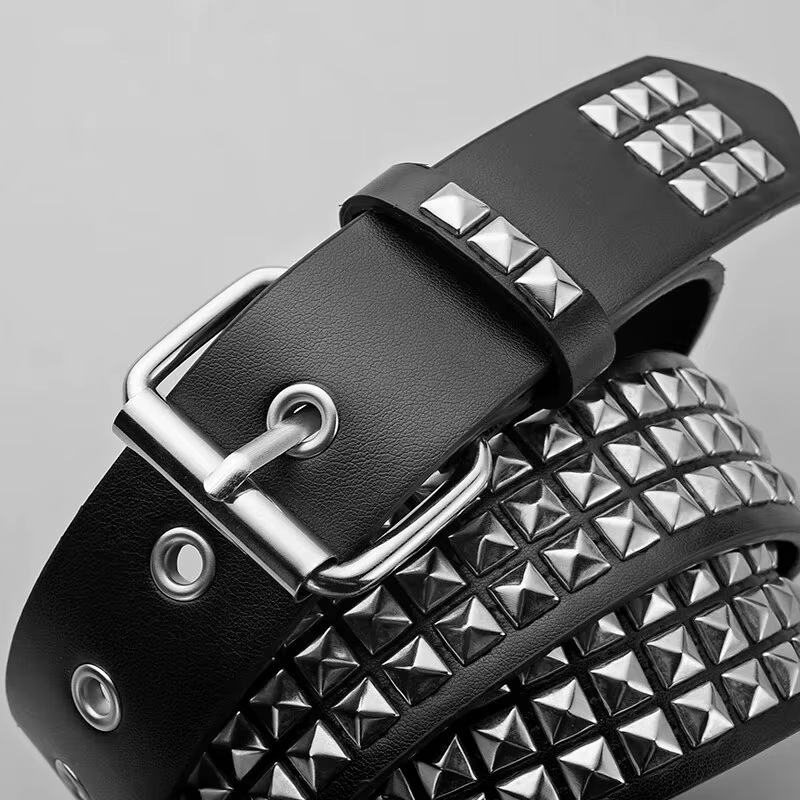 Ceinture à Rivets en Métal pour Homme et Femme, Style Punk, Discothèque, Rock, Jean, Y2K, Décoration