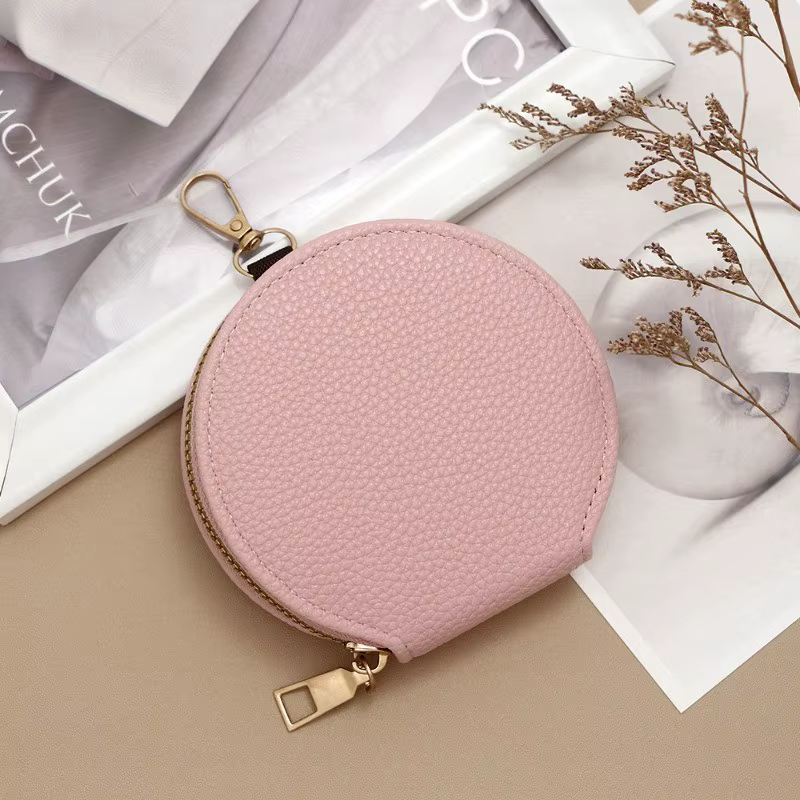 Mini portefeuille rond pour femmes, sac de monnaie Portable, sac de maquillage, portefeuille d'étudi