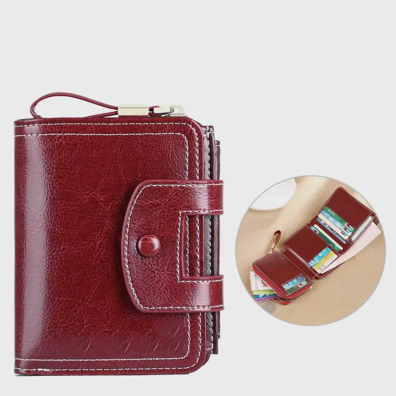 Portefeuille court pour femme, porte-monnaie multifonctionnel antivol RFID, compact et portable, fer