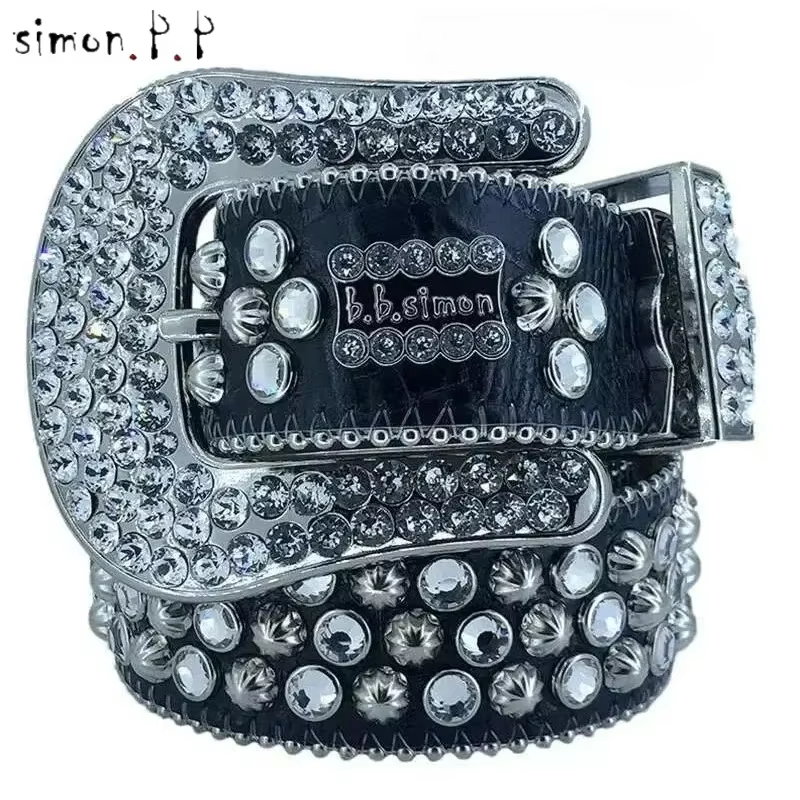 Ceinture de Styliste en Cuir pour Homme et Femme, Accessoire de Luxe, avec Diamants Colorés, de 3.8 