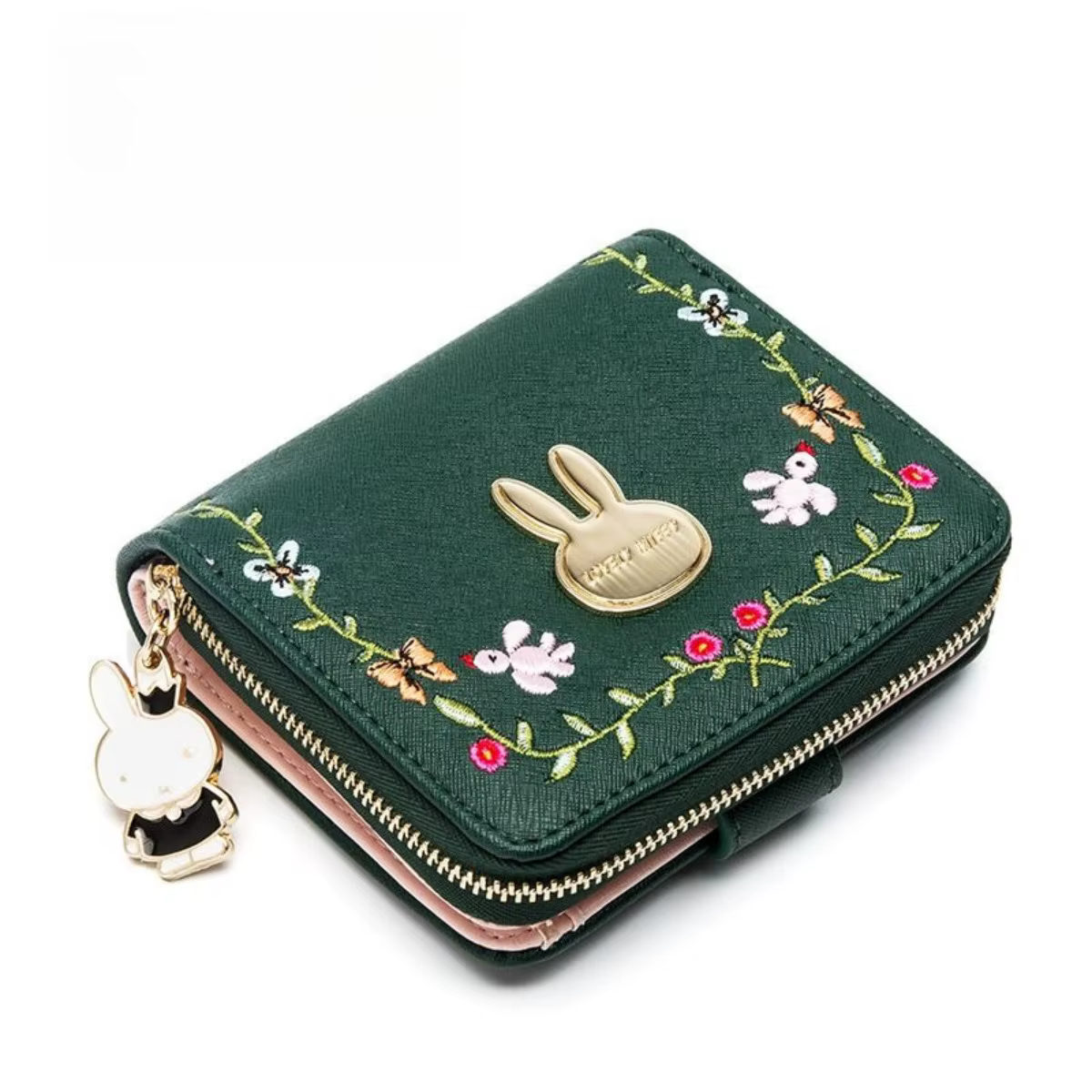 Kawaii Miffy lapin portefeuille un nouveau dessin animé mignon créatif brodé pliable Mini porte-monn