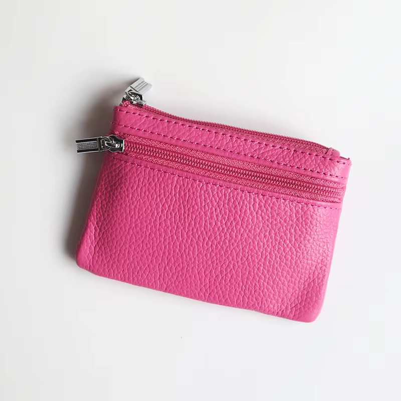 Porte-monnaie en cuir véritable avec lettres personnalisées, porte-cartes en cuir de vache avec ferm