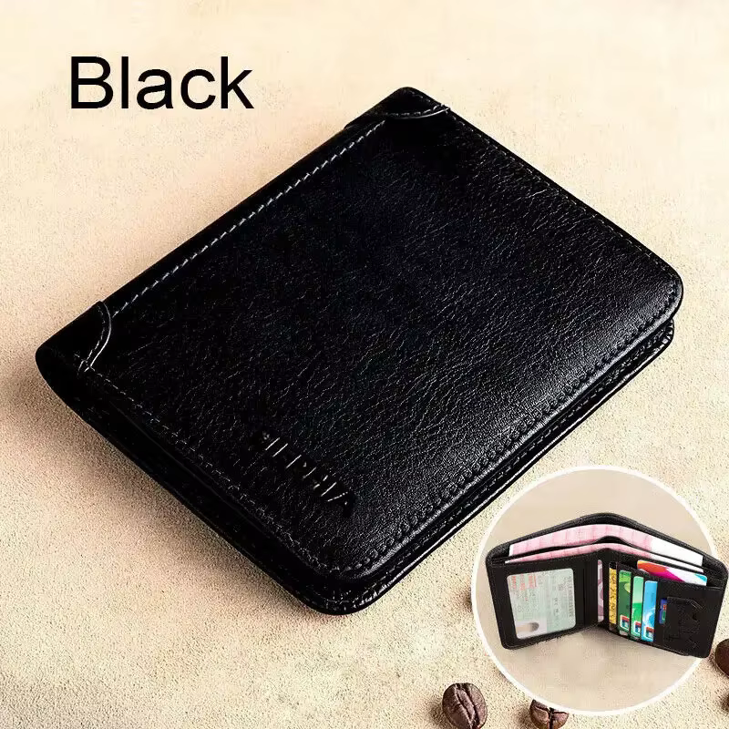 Portefeuille en cuir véritable pour hommes, design d'affaires rétro, protection Rfid, porte-cartes c