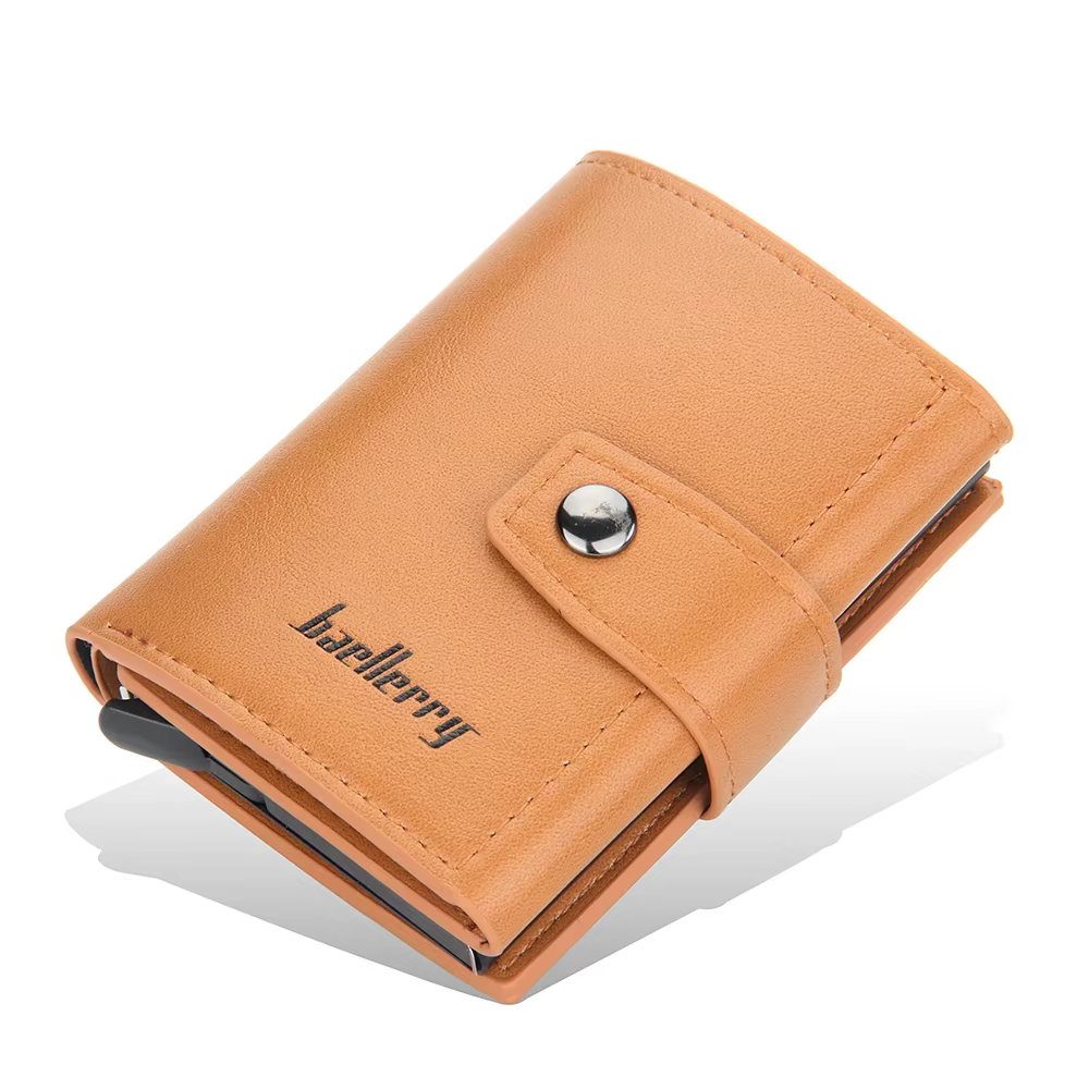Porte-cartes personnalisé en aluminium pour hommes – Portefeuille en cuir PU bloquant RFID – Nom gra