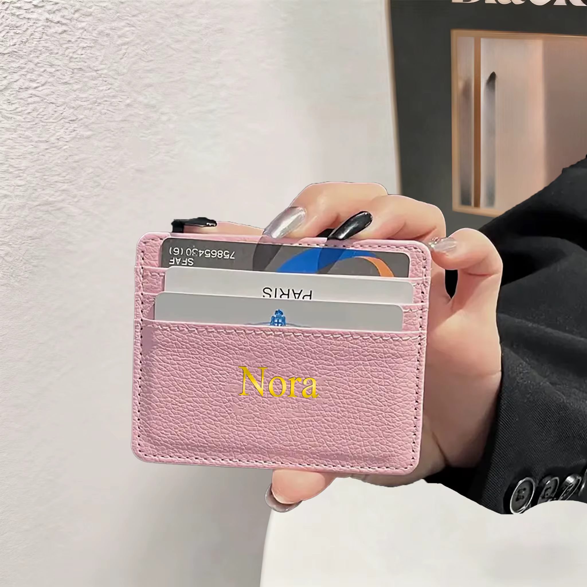 Portefeuille pour femme personnalisable, initiales personnalisées, nom, estampage à chaud 3D, style 