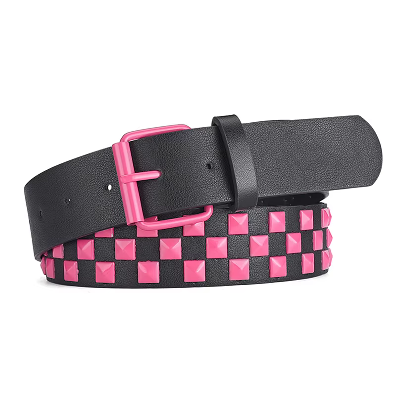 Ceinture en cuir PU à Rivets personnalisés pour hommes et femmes, 107CM, universelle, mode Hip-hop P