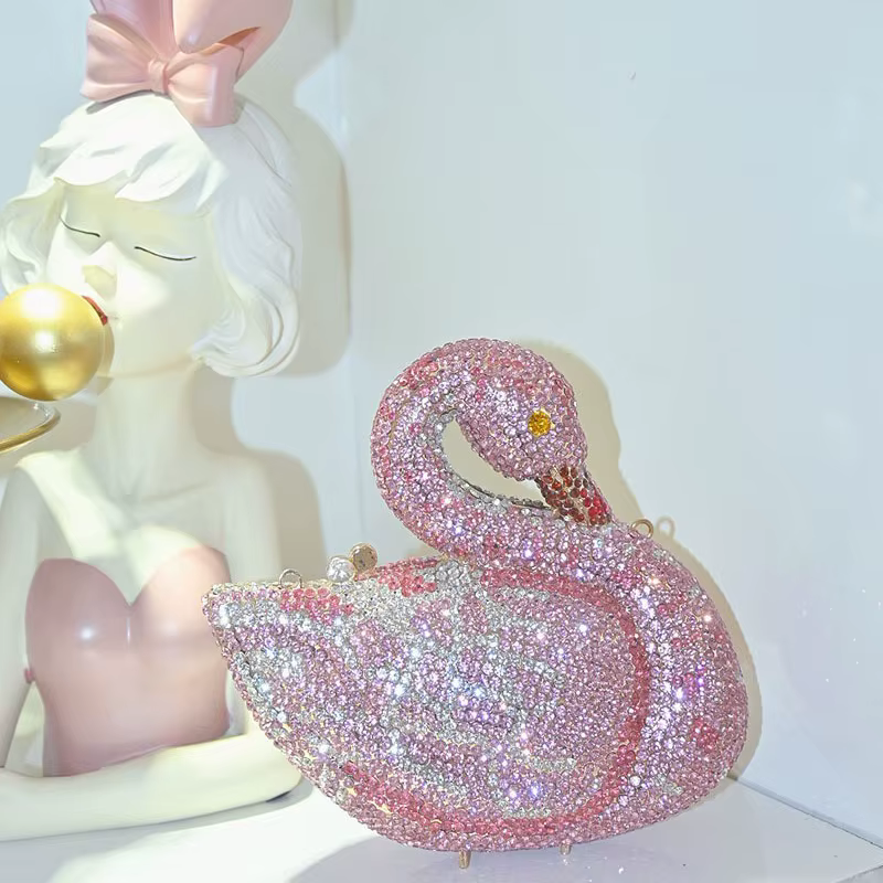 Cygne femmes pierres soirée pochettes mariées animaux strass sacs à main et sacs à main de luxe conc