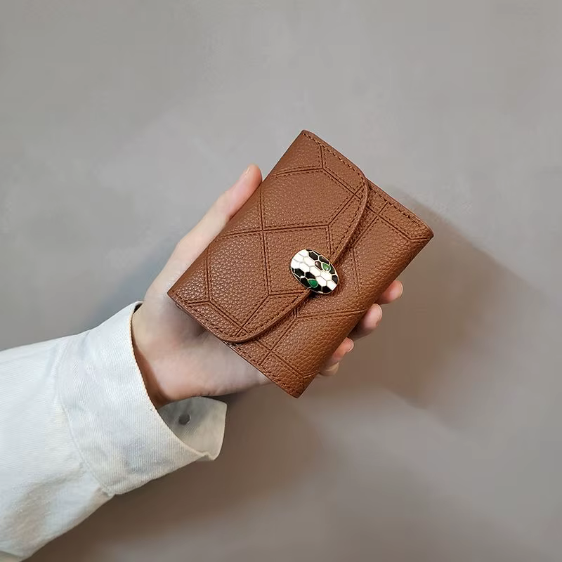 Nouveau portefeuille Snakehead pour femme, court, à trois volets, vertical, personnalisable, mini-po