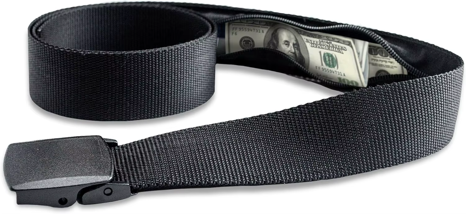 Ceinture antivol pour hommes, avec fermeture éclair, pour voyage, argent, Portable, caché, portefeui