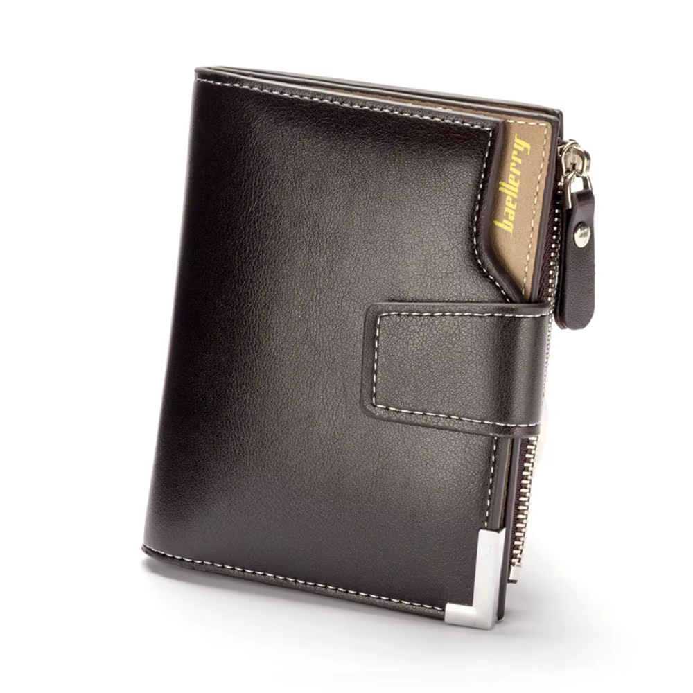 Portefeuille de luxe pour homme avec poche à monnaie zippée et porte-cartes, porte-monnaie décontrac