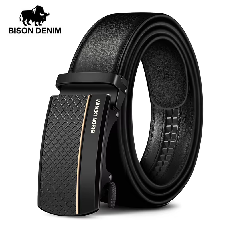 BISON DENIM en cuir véritable automatique hommes ceinture de luxe sangle ceinture pour hommes concep