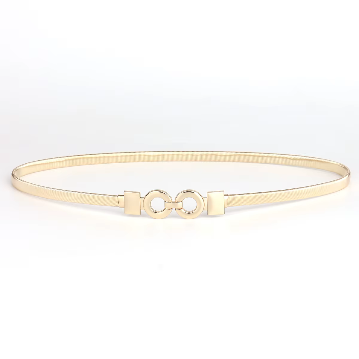 Ceintures élastiques en métal doré à huit caractères pour filles et dames, étroites et élégantes, dé