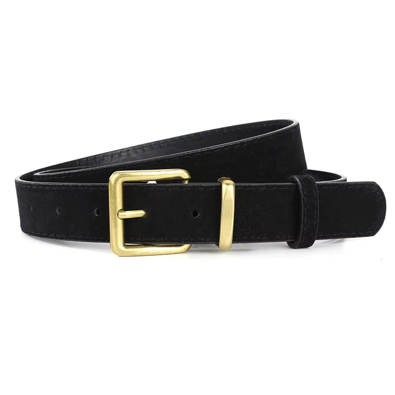 Ceinture en daim pour femmes, sangle de taille de luxe, boucle ardillon, jean, tenue décontractée, b