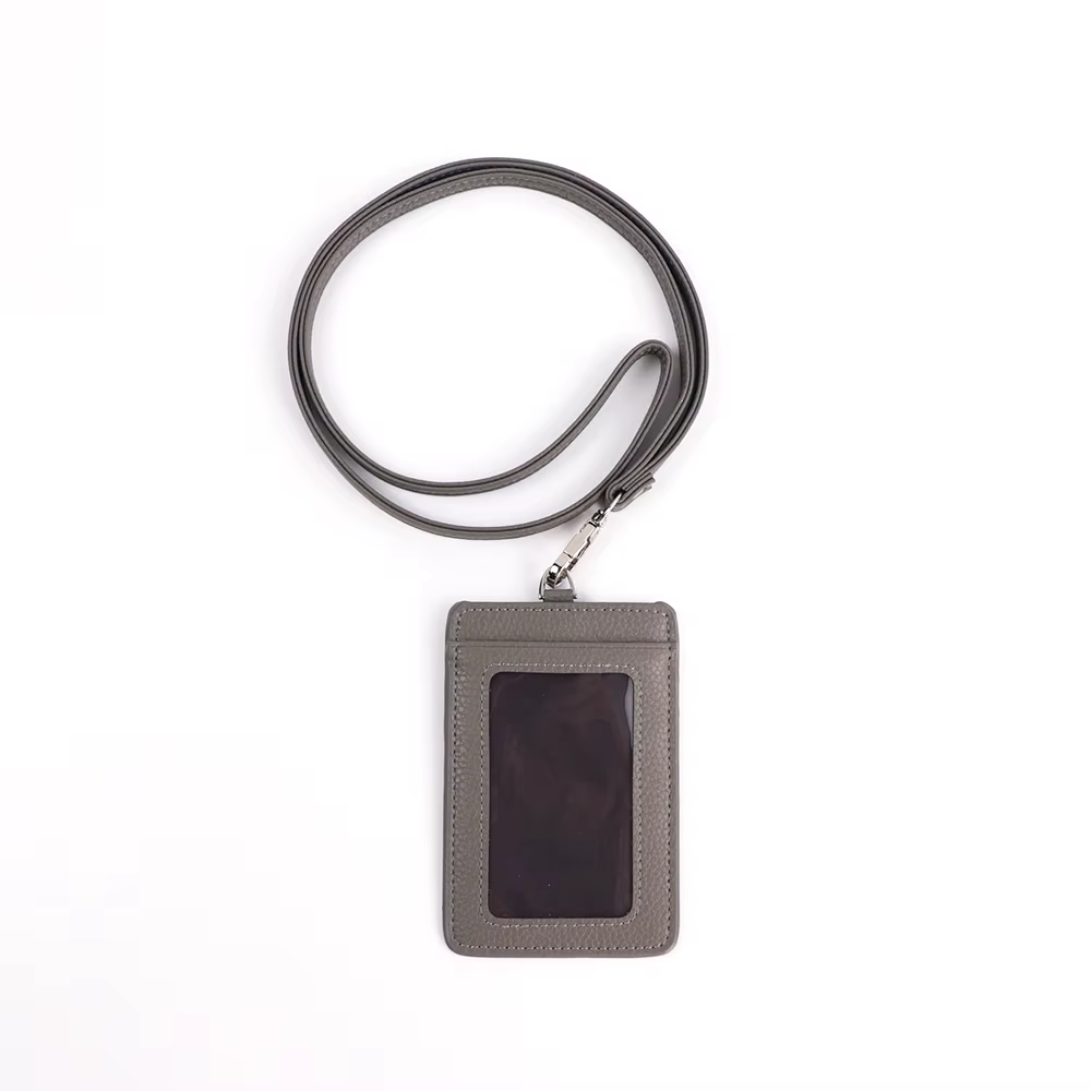 Porte-carte de travail multifonctionnel en cuir avec nom personnalisé, lanière pour hommes et femmes