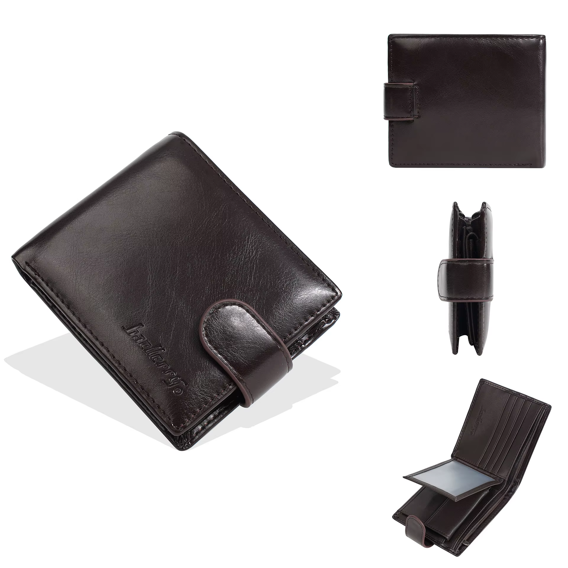 Portefeuille en cuir véritable pour homme Baellerry avec fermeture éclair, portefeuille court multif