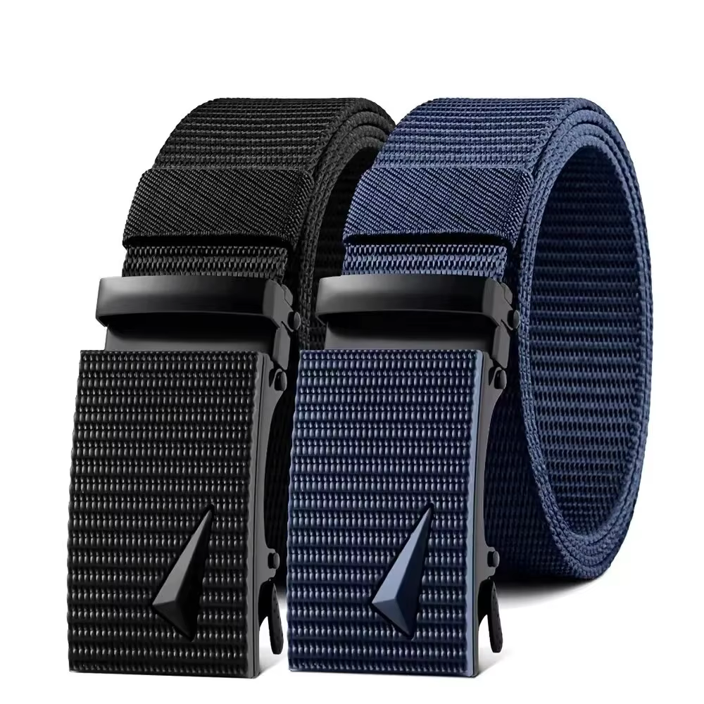 Ceinture de sport en toile automatique pour hommes, sangle en nylon, sangle en métal, travail en ple