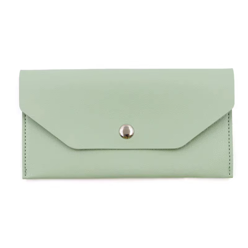 Portefeuille long en cuir PU de couleur unie pour femmes, style coréen minimaliste, pochette multi-c