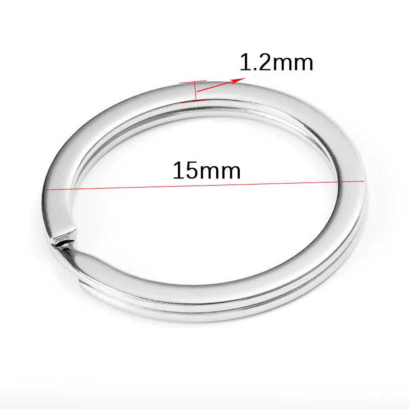 Porte-clés en métal, 15-50mm, ligne plate ronde, anneaux fendus, pour bricolage, pendentif, accessoi