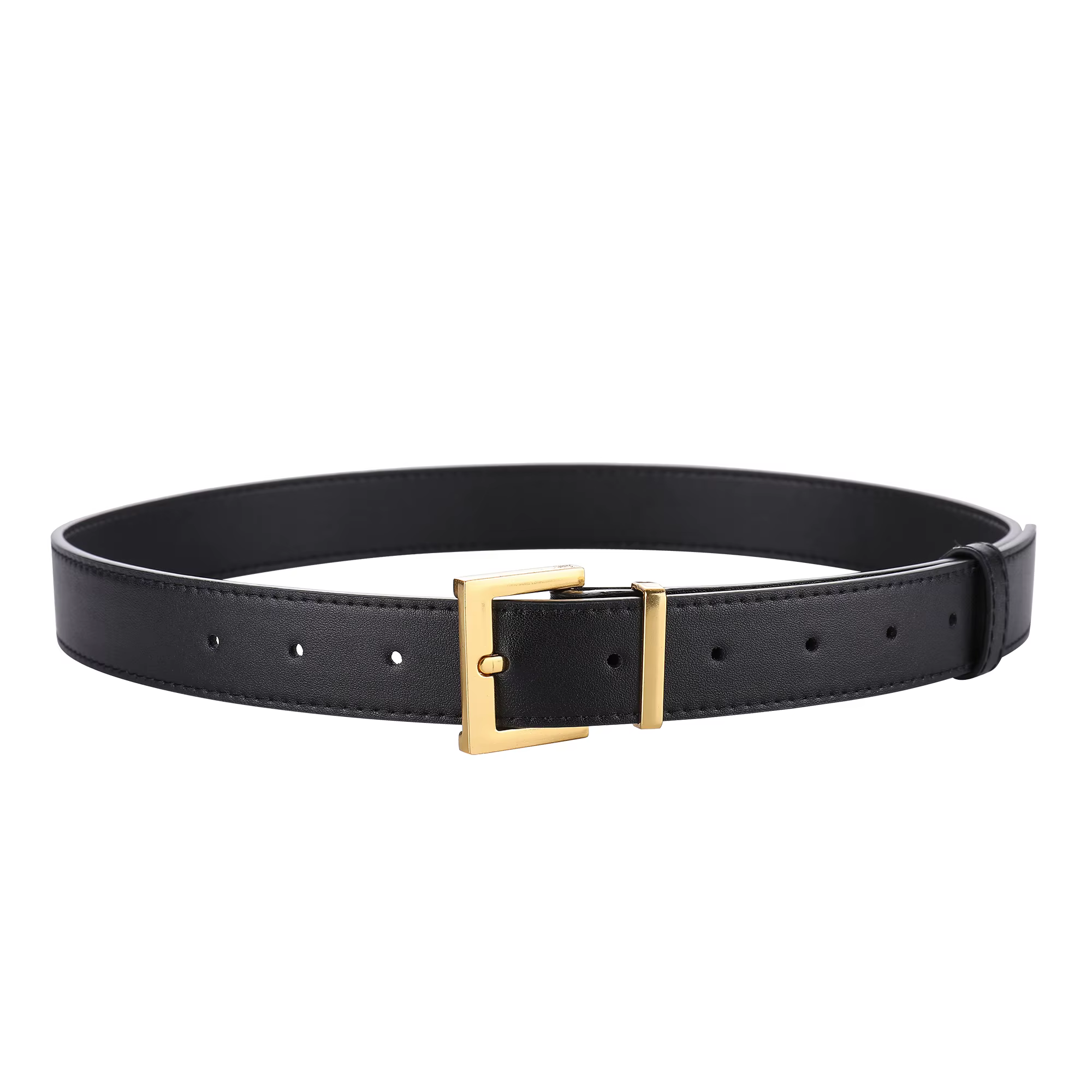 Nouvelle ceinture de luxe en cuir véritable double pour femme, avec boucle carrée en alliage, idéale