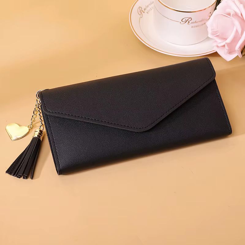 Portefeuilles simples en cuir PU souple pour femmes, sacs à main à fermeture éclair, pochette longue