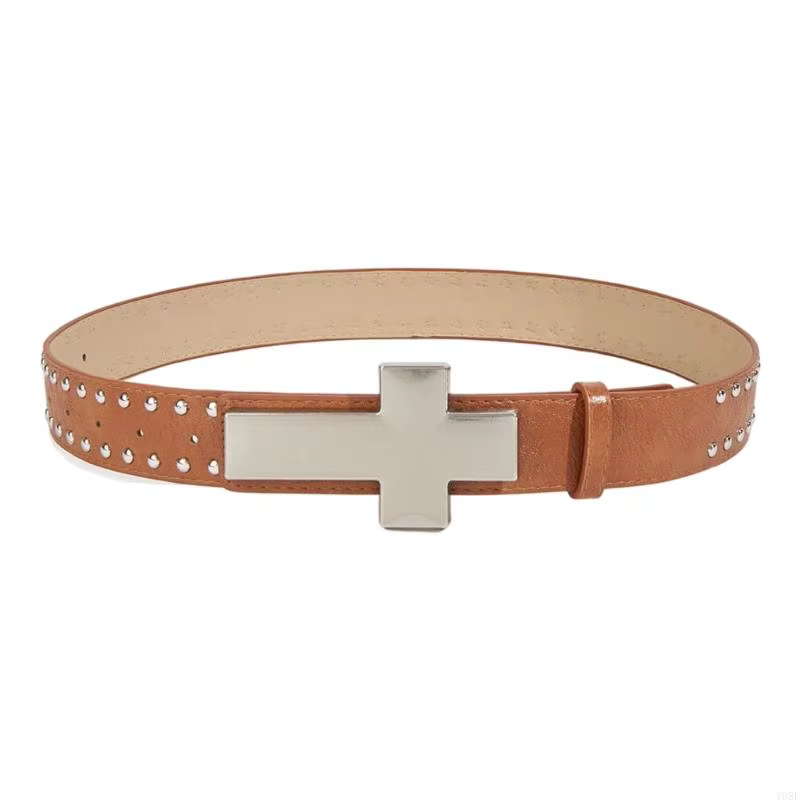 Ceinture cloutée Crucifix élégante pour hommes femmes, en PU, décoration rétro, Cummerbund, longueur