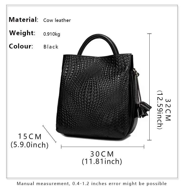 Sac à Main à Motif Tissé Noir pour Femme, Sacoche Décontractée, Polyvalente, Luxueuse, à la Mode