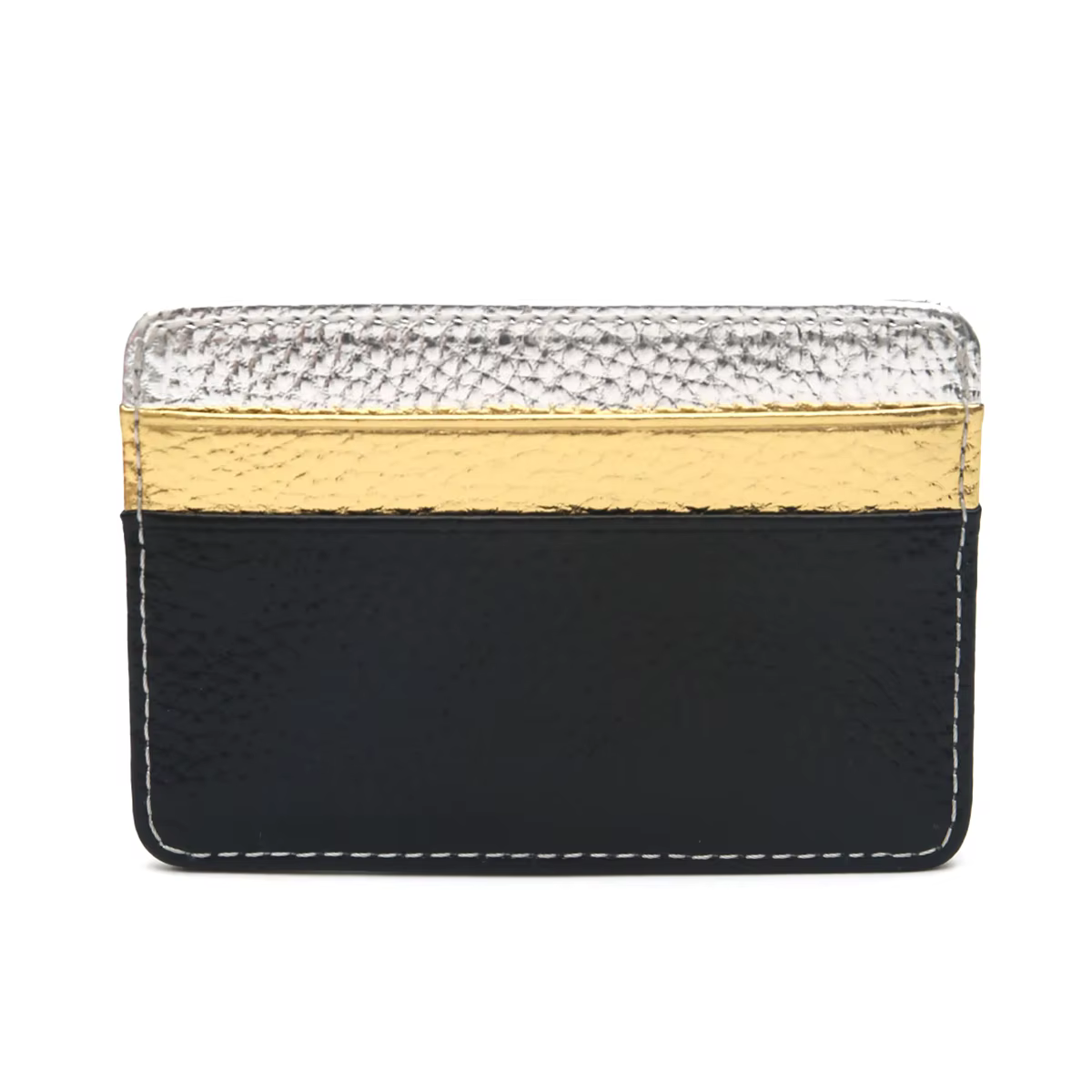 Portefeuille de luxe en cuir végétalien PU métallique imprimé peau de serpent, couleur contrastée RF