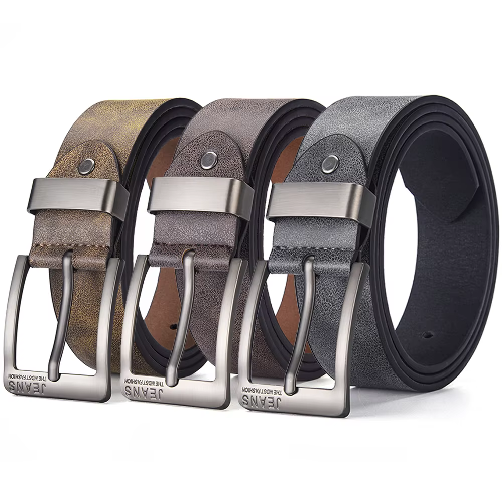 Ceinture en cuir PU pour hommes, de haute qualité, avec boucle ardillon en métal, pour loisirs et af