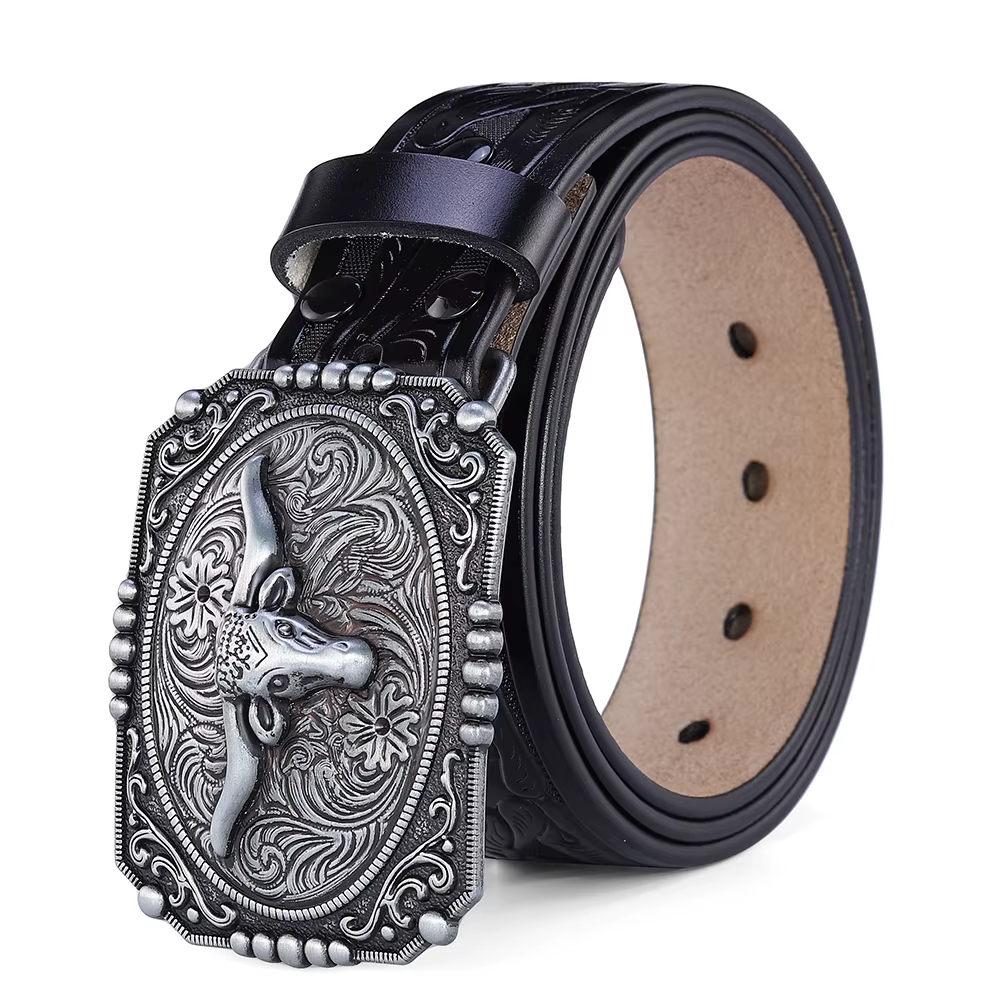Ceinture occidentale à boucle Big Bull pour hommes, Cowboy de haute qualité en Faux cuir, ceintures