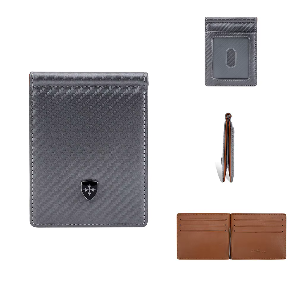 Baellerry Portefeuille RFID en fibre de carbone pour homme, porte-cartes de visite ultra fin avec an