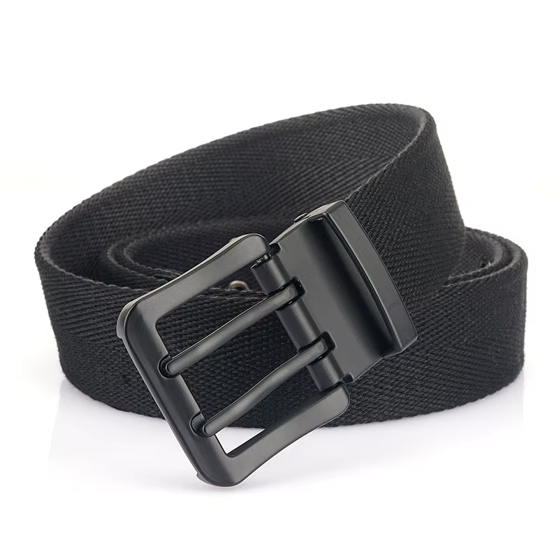 Ceinture réversible vintage pour hommes, boucle en alliage à double aiguille ceinture en toile soupl