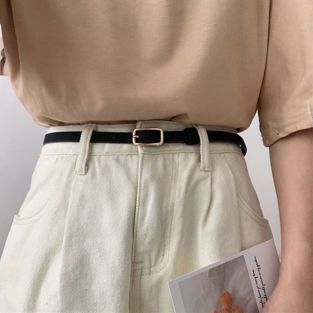 Ceinture en cuir PU pour femme, design de luxe, décontracté, rétro, mince, écologique, jeans polyval