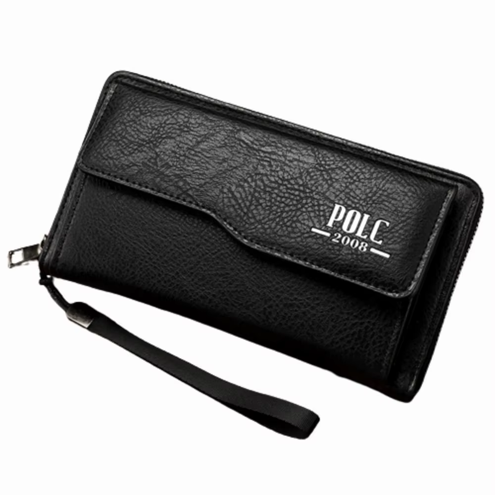Portefeuille long en cuir pour homme, grande capacité, imperméable, sac à main rétro multi-compartim