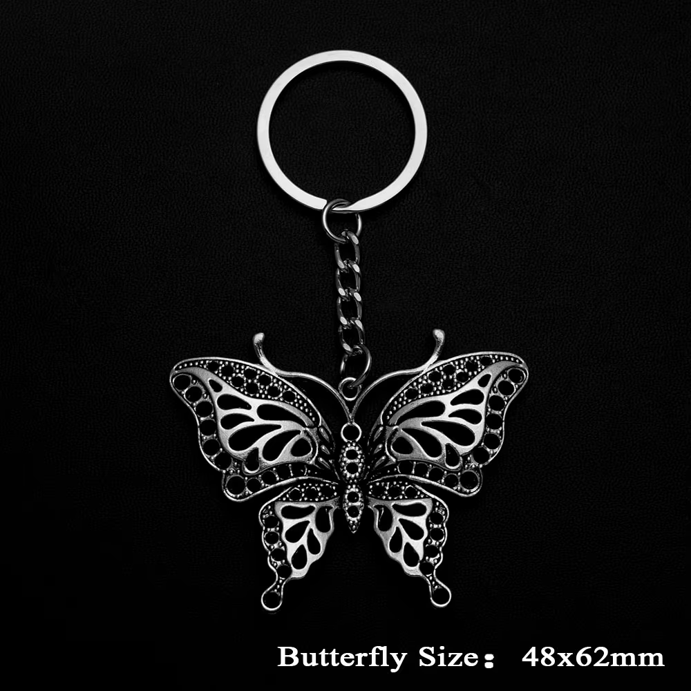 Porte-clés à breloques papillon, pendentifs esthétiques, bijoux, cadeau de vacances, anneau de chaîn
