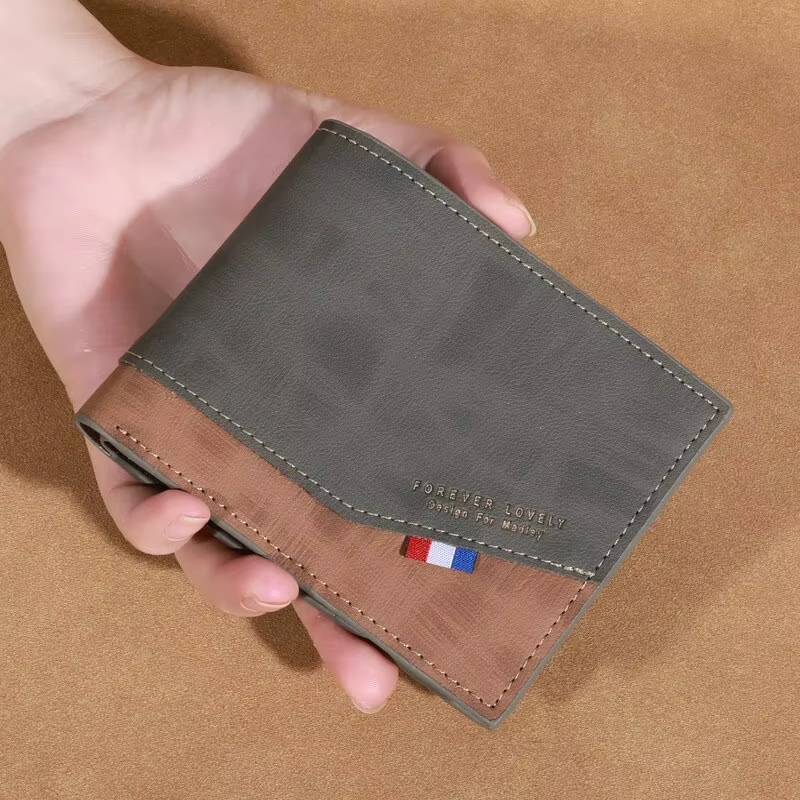 Portefeuille en cuir haute capacité pour hommes, petit portefeuille Photo multi-fentes pour pièces d