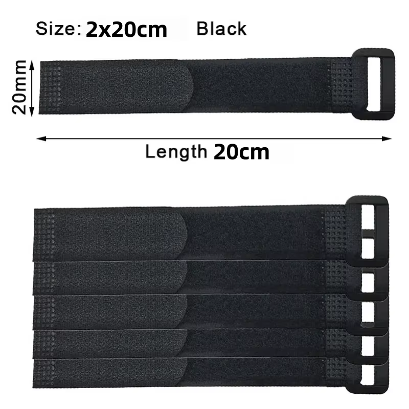 Sangles Velcro noires largeur 20mm attaches zippées en Nylon sangles de serrage auto-adhésives réuti