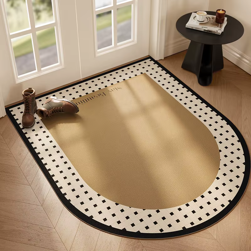 Tapis de porte d'entrée antidérapant, résistant à la saleté, sans lavage, minimaliste, semi-circulai