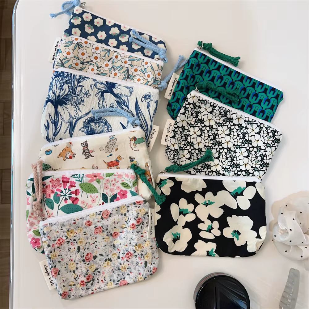 Porte-monnaie à fermeture éclair pour femmes, pochette Vintage à fleurs, petit portefeuille frais en