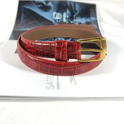 White Red Green Crocodile Grain Real Leather Waist Belt Women Casual Jean Strap Belts Plus Large Siz