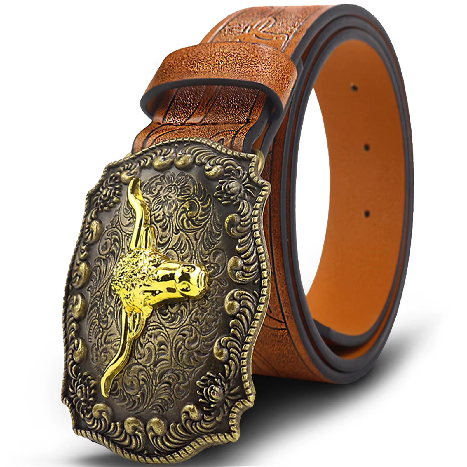 OYIFAN Western Cowboy ceinture jeans boucle ardillon ceinture de mode 100-110-120 cm ceinture sculpt