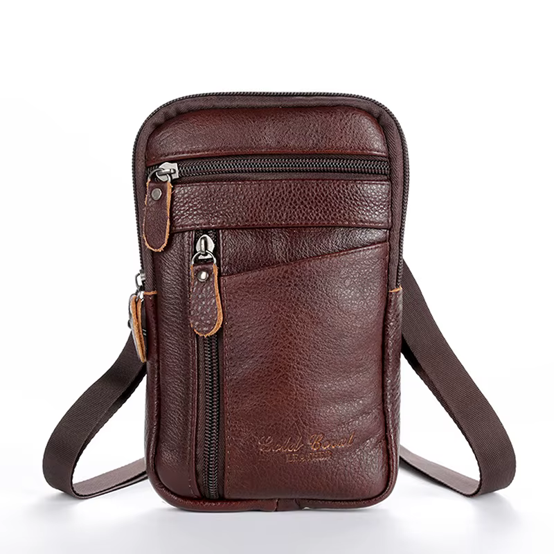 Sac de taille en cuir pour hommes, sac pour téléphone portable, ceinture de Sport de plein air, peti
