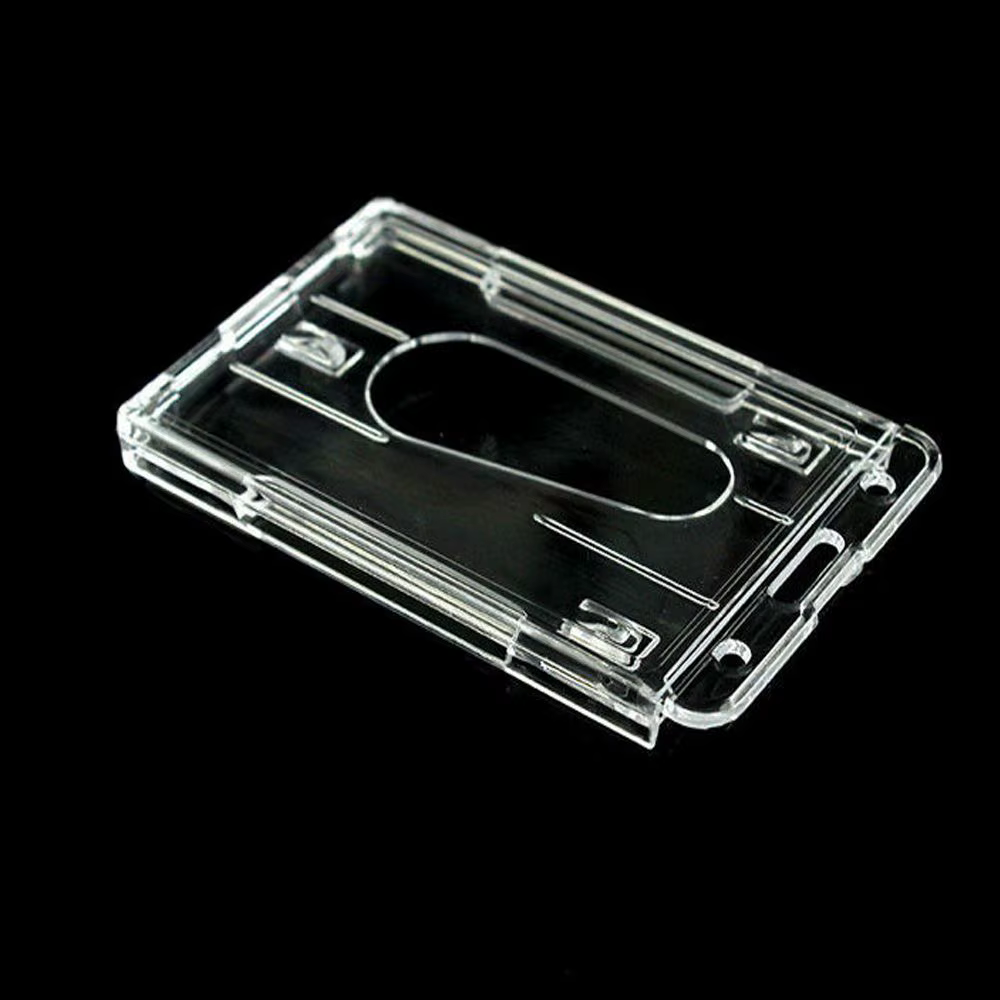 Porte-cartes vertical en plastique rigide transparent, double face, avec pochette de protection pour