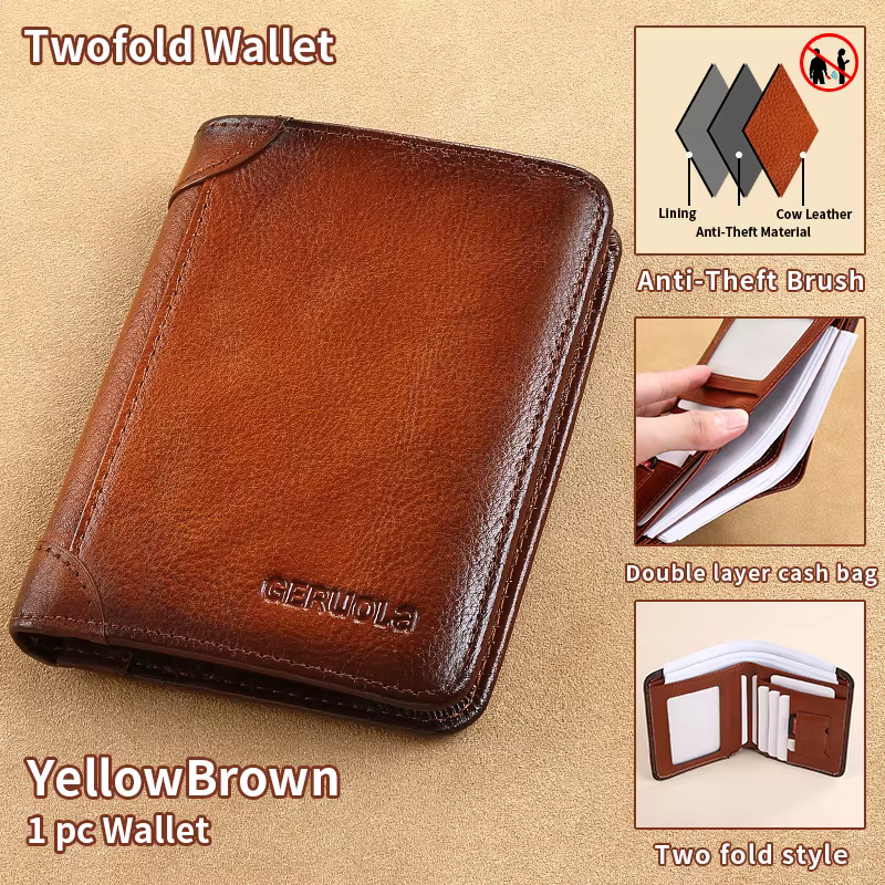GERUOLA portefeuille mince en cuir véritable blindé RFID pour hommes-porte-carte d'identité et de cr