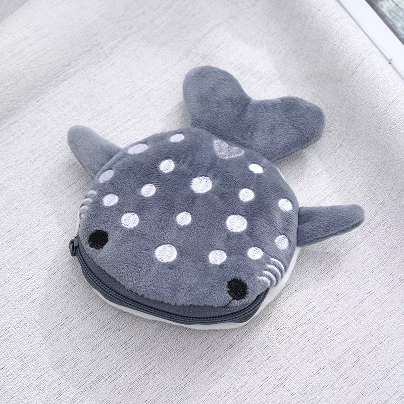 Nouveau porte-monnaie en peluche requin de dessin animé, pendentif mignon, sac de câble de données,