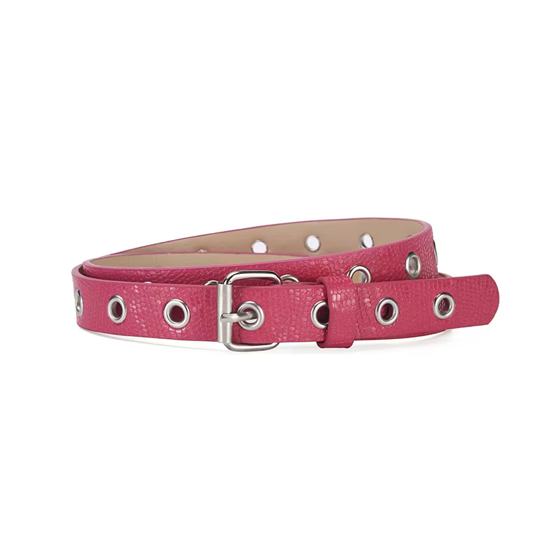 Ceinture en cuir pour femme, tendance et fraîche, avec détails ajourés, pour jeans, style punk minim