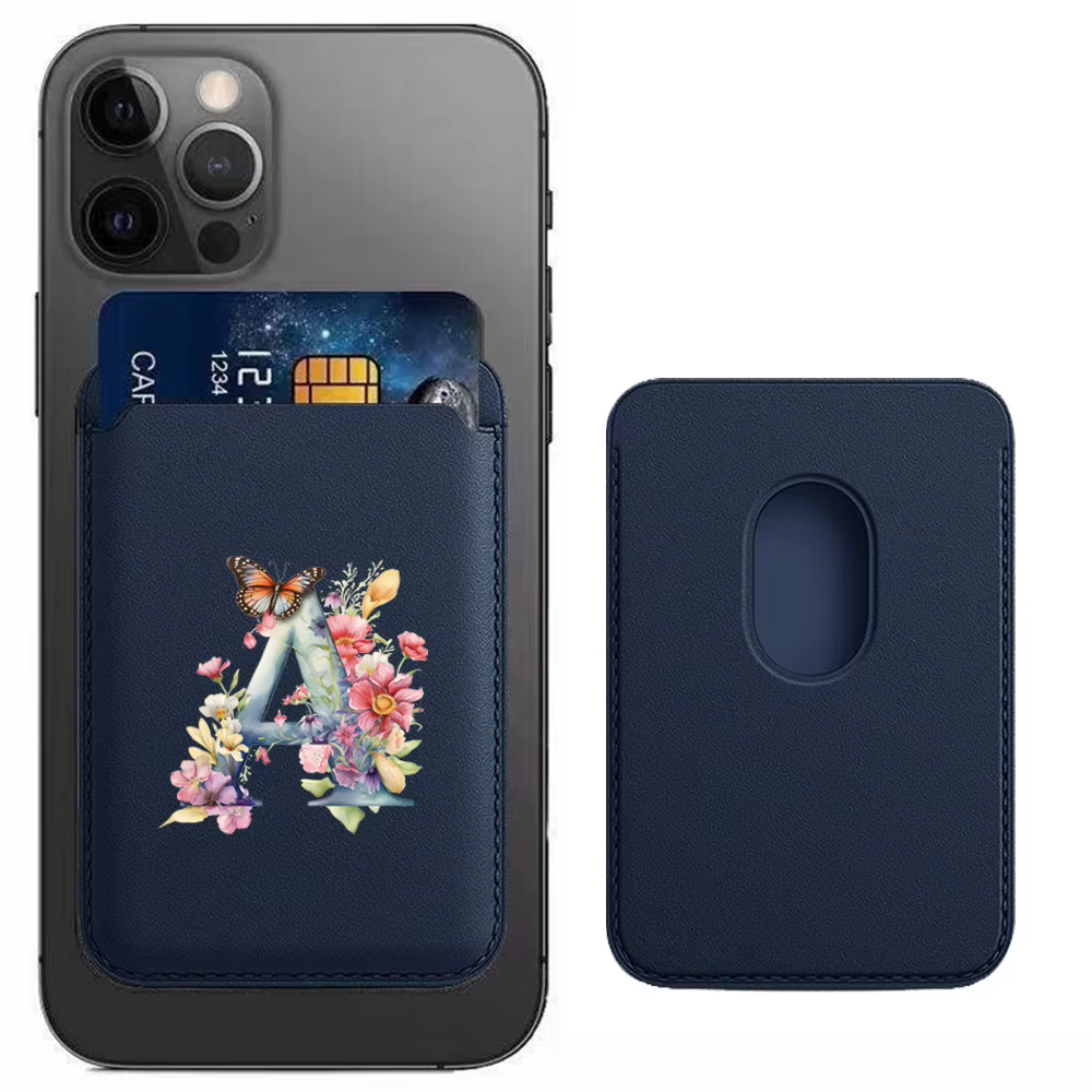 Porte-cartes bleu en cuir PU, portefeuille magnétique pour téléphone, poche amovible fine, durable e